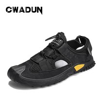 Cwadun 남자 소가죽샌들 슬리퍼 투웨이스포츠샌들 실외트레킹샌들
