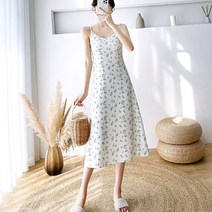 이노뱅크 잔꽃무늬 민소매 원피스 INO431A