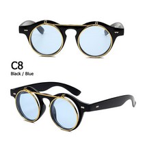 시저플립 패션 빈티지 라운드 스팀 펑크 플립 선글라스 클래식 더블 레이어 폴더 형 디자인 고딕 태양 안경 Oculos De Sol