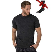 냄새 악취 입냄새 측정기 100% 메리노 울 T 셔츠 남성 기본 레이어 Tshirt 180G 매일 Undershirt Wicking 안티-냄새 하이킹 양말, [10] Black Heather, [03] USA Size M