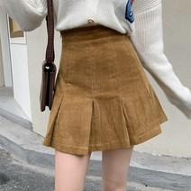 잇츠스타일 여성 봄 주름 코듀로이 A라인 스커트