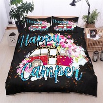 차박 세차용 접이식발판 카라반발판 캠핑 자동차 이불 커버 여행 테마 침구 세트 만화 동물 청소년을 위한 전체 킹 성인 선물, [04] 240x220cm 3pcs, [09] 9
