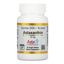 캘리포니아 골드 뉴트리션 아스타잔틴 Astaxanthin 12 mg 30 식물성 캡슐 Carrageenan 카르기닌 Glycerin 글리세린 Sorbitol 소비톨