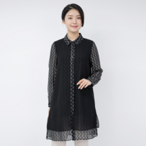 모슬린 여성 엄마옷 쉬폰 앙상블 롱 카라블라우스 FBL303062 마담/미시옷/중년여성의류/빅사이즈/40대/50대/60대여성옷