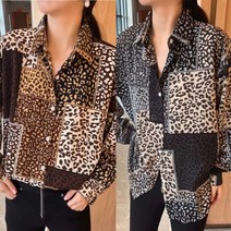 새로본 (봄가을) 투101사각호피 긴팔롱블라우스 여성여자 미시