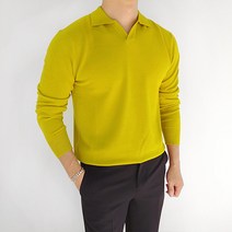 로니제이 남자 촉촉한 캐시미어 스판 오픈 카라 니트