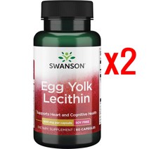 스완슨 난유캡슐 난황레시틴 600mg 60정 2병 Swanson Egg Yolk Lecithin 60Capsules 2EA