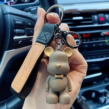 자동차키링 귀여운 수지 키 체인 매력 넥타이 곰 펜던트 여성 가방 자동차 열쇠 고리 휴대 전화 고급 보석 액세서리 선물