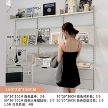 벽걸이선반 벽선반 철제 선반장 수납선반 트랙 선반 조합 책장 전체 벽 디스플레이 보관, 150개의긴상자3개+비스듬한3개+캐비닛3개