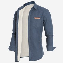 [오버나인] 남성 후끈 털 무지 라벨 포켓 웜 셔츠