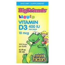 내추럴 팩터스 Natural Factors Big Friends 액상 비타민D3 10mcg(400IU) 15ml(0.5fl oz), 3개