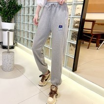 말랑마쥬 여성용 곰돌이 자수 미니쭈리면 밴딩 조거팬츠