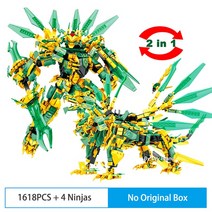 레고 호환진열장 호환케이스 호환아크릴케이스 호환선반 호환전시장 호환보관함 2in 1 닌자 골든 워리어 로봇 메카 2 헤드 플라잉 드래곤 세트 파이터 피규어 빌딩 블록 어린이 장난감, [02] 1618PCS-Without Box