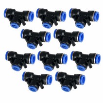 Yoebor Metalwork 푸시 투 커넥트 리듀싱 티 유니온 피팅 12mm x 10mm OD 에어 호스 리듀서 T 커넥터 스플리터 (10팩)