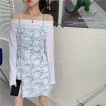 민소매나시원피스 145 왜소함 키커 보이는 드로스트링 홀치기염색 끈나시 뷔스티에원피스 150 달짝지근함 2268675118