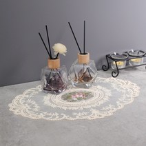 구디푸디 엔틱 레이스 플라워 자수 테이블 매트, 45xm x 32cm, 딸기 핑크 (NEW)