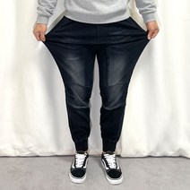 노마진컴퍼니 2컬러 빅사이즈 남성 무릎 절개 포인트 스판 데님 조거 팬츠 청바지 (S~4XL)