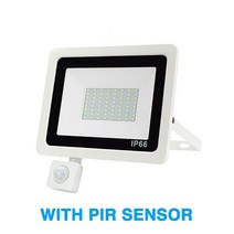 PIR 모션 센서 LED 투광 조명 10W 20W 30W 50W 100W 방수 IP66 야외 220V 스포트라이트 정원 벽 반사판, [01] Withe With PIR, [04] 50W