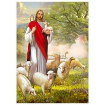 서은이네 DIY 보석 비즈 십자수 캔버스형, AR.05 예수님 예수와  어린양b