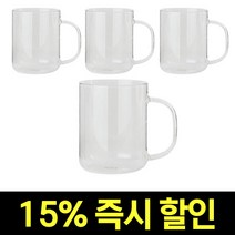 루시드랩 베이직 투명 내열유리 머그컵 430ml 4개