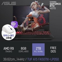 ASUS TUF Gaming A15 FA507XI-LP050 [이벤트 한정특가 / 사은품증정], TUF A15 FA507XI-LP050, FREE DOS, 8GB, 2TB, 라이젠9, 그레이