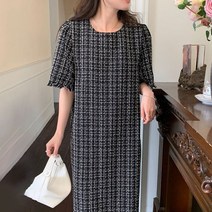 정장 체크 숏 5월 결혼식 하객패션 미니멈 88사이즈 트위트원피스