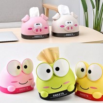 핑크돼지 개구리 두루마리 휴지 케이스 귀여운 캐릭터 롤휴지커버 티슈 디스펜서 화장지케이스, 개구리 휴지케이스 냅킨형 옐로우