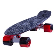 Flybar 플라이바 55.9cm(22인치) 완벽한 플라스틱 크루저 스케이트보드 맞춤형 미끄럼 방지 데크 다양한 색상 (블랙 레드)