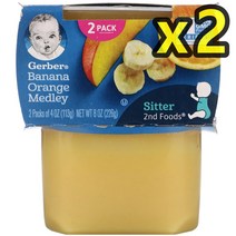 거버 퓨레 바나나 오렌지 메들리 113g x 2팩 이유식 2개