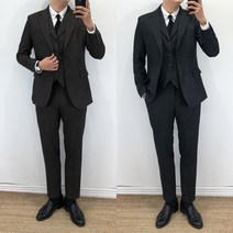 베로핏 남자 남성 울 보카시 3피스 세미 정장 수트