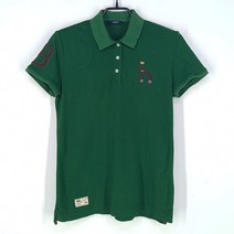 빈티지다온 헤지스 여 로고패치 코튼 카라반팔티 그린