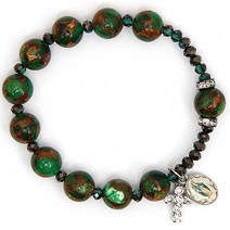 금녹석 그린 10mm 1단묵주 팔찌 천주교 성물