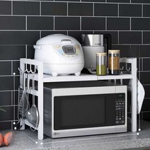 광파 오븐장 밥솥수납장 전자렌지 확장 가능 수납대, 화이트 2단 확장식 40-64cm