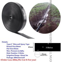 농업용 천막 호스 점적관수 100 m-5 m 0 ~ 5 홀 1 Φ28mm 얇은 소프트 스프레이 테이프 농업 관개 호스 스프링클러 온실 잔디 급수 시스템 튜브 파이프, 30m(99ft), 03 3 Holes Tape