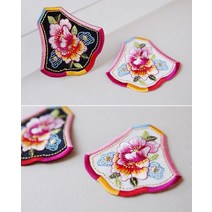 전통 한복자수 악세사리 재료Y41 벚꽃 자수 장식(블랙 화이트), 화이트