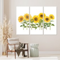 해바라기 3분할 액자세트 대형캔버스 사진 그림 액자, 9. 산들 해바라기, 대형(1pcs 50 x 110cm), 캔버스액자(옆면연장)