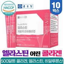 종근당 어린 콜라겐 수용성콜라겐 저분자 피쉬콜라겐 펩타이드 500달톤 엘라스틴 가수분해물 히알루론산 비오틴 함유 석류맛, 60스틱 x 10개