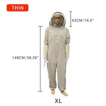 양봉 모기장 벌쏘임 별초 복장 옷 양봉가 전문 환기 전신 의류 농장 및 장갑 포함 장비, Thin XL