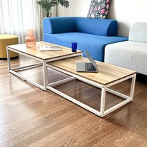 시나몬샵 확장형 거실 화이트 우드 콤보 테이블, 라이트월넛(안쪽+바깥쪽)