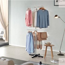 국산 프리미엄 공간활용 스텐드형 트리플 M 회전 날개 행거 블랙 원룸 자취생 옷걸이, 아이보리