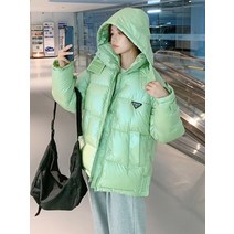 유광패딩 포런 후드 버블 코트 오버사이즈 글로시 겨울 퍼퍼 재킷 솔리드 퍼플 코튼 슈퍼 웜 아우터 -15섭씨