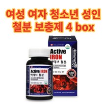 액티브 철분 활성 4통 단일 보충 여성 10대 20대 30대 권장량 가득 함유 철분많은 식품 미네랄 선물 친구