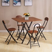 접이식 식탁 테이블 가정 원룸 자취생 밥상 테이블 휴대용 야외 가성비 저렴한 사각 테이블, 테이블(70x74) 의자 4개