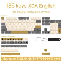140 KEY PBT 키 캡 염료 하위 XDA 한국어 체리 MX 스위치 기계식 키보드, 품번, 모델명, XDA136 키 영어