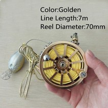 iLure 릴이있는 새로운 낚시 잠금 버클 스테인레스 스틸 끈 라이브 물고기 잠금 벨트 낚시 태클 스트링거 낚시 수레 릴, 골든 70mm