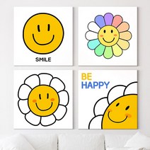 [풍수아트] 스마일 그림 행운을 부르는 노란 해피 거실 현관 인테리어 액자 집들이 선물, 05.[인기]데이지 스마일, 캔버스액자_6호[31.8X31.8cm]