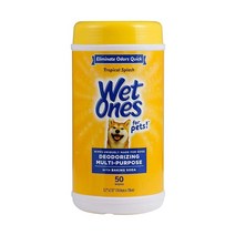Wet Ones 애완동물 탈취 다목적 강아지 물티슈 베이킹 소다 포함 모든 강아지용 열대 스플래시 향 습식 50개입 캐니스터, 30 Count