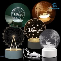 3색 라이트 USB형 아크릴 LED 무드등 취침등 감성 조명 선물용 탁상무드등 레이저프린팅 집들이선물, 숲속의 사슴 무드등 1P