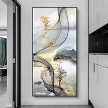 HAENGBUK 대형 보석십자수 비즈 큐빅 집들이 선물 사슴 풍경, 하나, 60x112cm