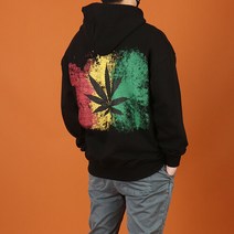 우기브로 WBS 남자 빅사이즈 오버핏 자메이카 나뭇잎 후드티